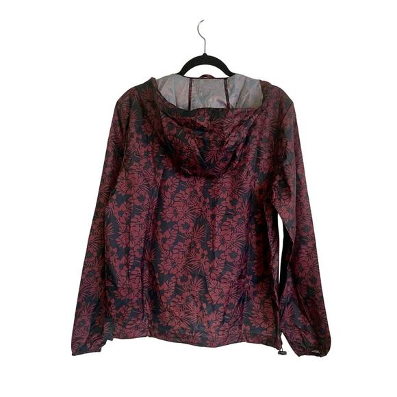 Sunrise Kingdom Red Black Floral Waterproof Hooded Windbreaker Women's Small - Picture 5 of 7